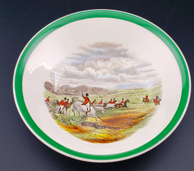 Spode - Herring Hunt (9265 Green Trim) - Dessert Bowl - The Last Draw - N
