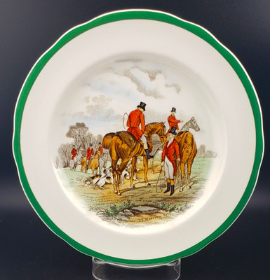 Spode - Herring Hunt (9265 Green Trim) - Salad Plate - A Check - N