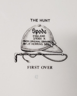 Spode - Herring Hunt (9265 Green Trim) - Salad Plate - First Over - AN