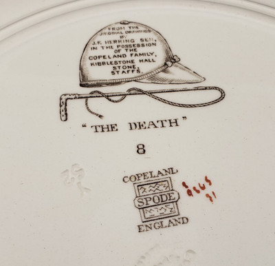Spode - Herring Hunt (9265 Green Trim) - Dinner Plate - The Death - ANGPC