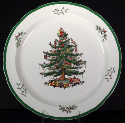 Spode - Christmas Tree (Green Trim) - Chop Plate - Scalloped - N