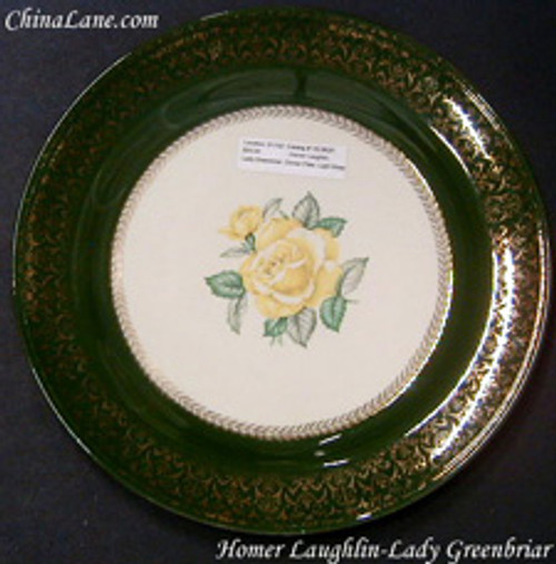 Homer Laughlin Lady Greenbriar Dinner Plate 10" in the Homer Laughlin Lady Greenbriar pattern. Shop China Lane for replacemen