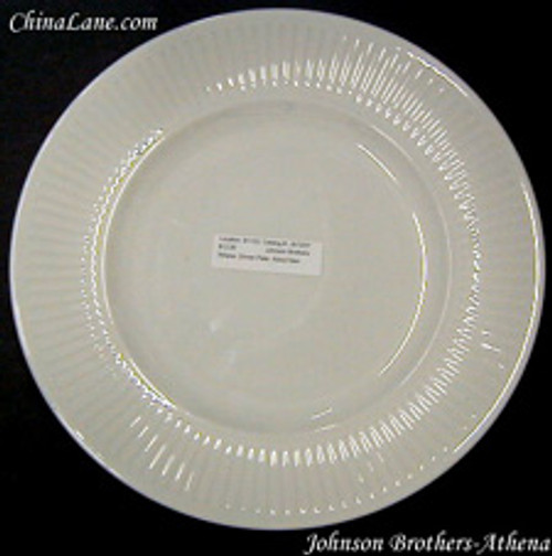 Johnson Brothers Athena White (Undecorated Ribbed) Dinner Plate, 10"