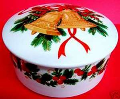 Mikasa Bells of Holly Candy Box with Lid.