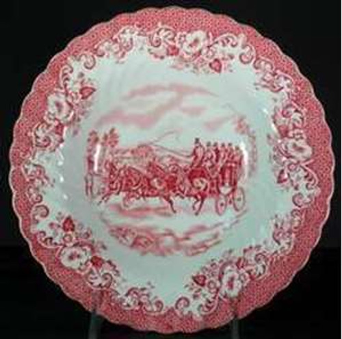 Johnson Brothers Coaching Scenes Pink Luncheon Plate.
