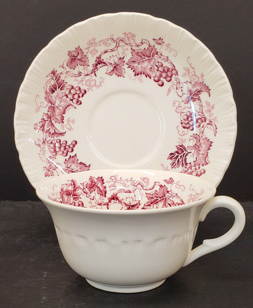 Wedgwood Old Vine Purple (Shell Edge) Flat Cup and Saucer Set