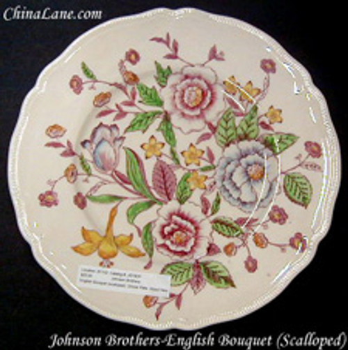 Johnson Brothers English Bouquet Scallloped Dinner Plate - collectible replacement piece by Johnson Brothers.
