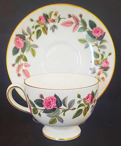 Wedgwood Hathaway Rose Footed Cup and Saucer Set