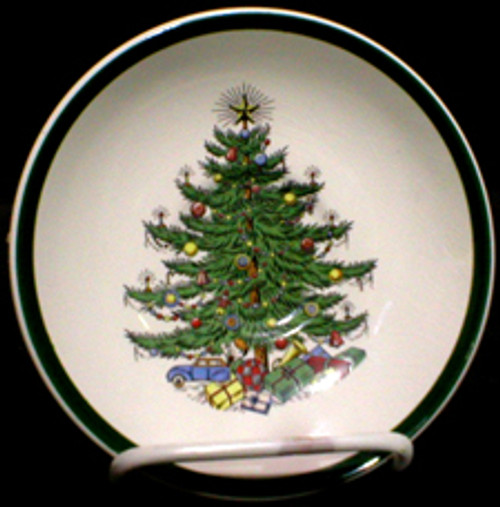 Cuthbertson Christmas Tree Wide Green Band Dinner Plate - collectible replacement piece at China Lane.