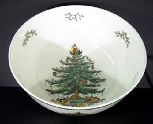 Spode - Christmas Tree~Green Trim S3324 - Salad Serving Bowl