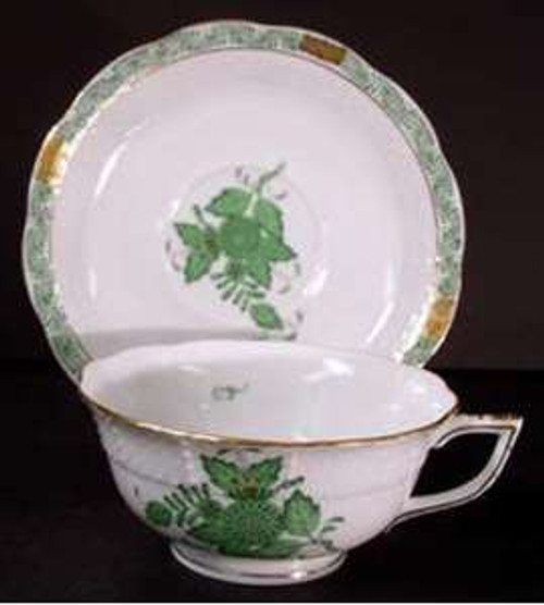 Herend Chinese Bouquet Green Footed Cup and Saucer Set, 2" Footed 734 - 1/2 - 00 Herend Chinese Bouquet Green Footed Cup and Saucer Set, 2" Footed 734 - 1/2 - 00