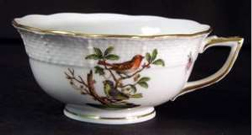 Herend Rothschild Bird (RO) Footed Cup, 2" – porcelain with gold scrollwork and bird designs.