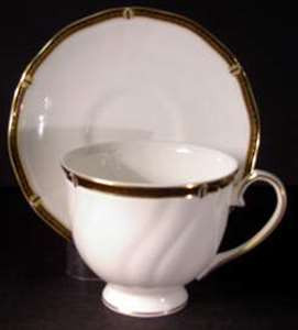 Wedgwood Windsor Black Footed Cup and Saucer Set. Replacement piece available at China Lane.