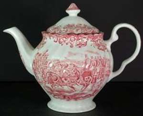 Johnson Brothers Coaching Scenes Pink Tea Pot.
