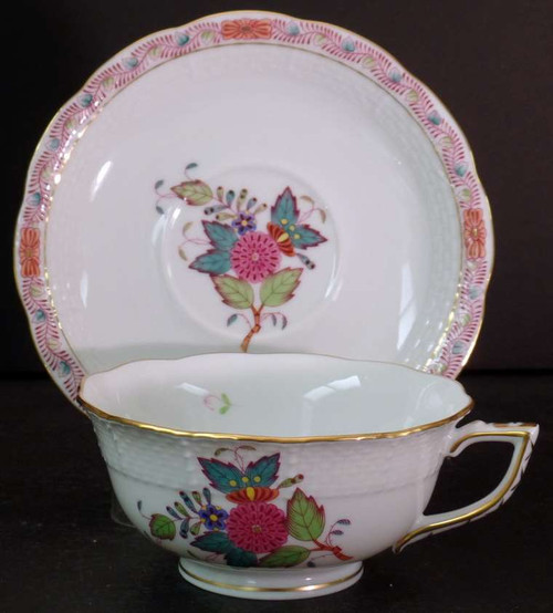 Herend Chinese Bouquet Multicolor Cup and Saucer. Collectible replacement piece available at China Lane.