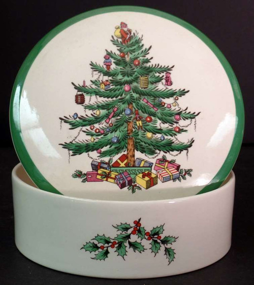 Spode - Christmas Tree~Green Trim S3324 - Round Box
