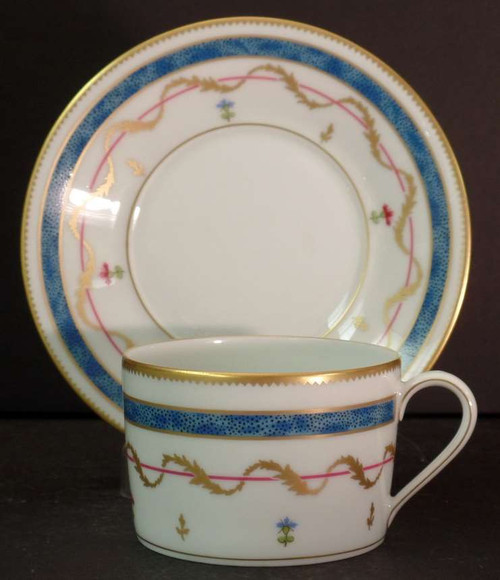 Haviland Vieux Paris Blue Cup and Saucer 4" from Haviland Vieux Paris Blue. Replacement piece from China Lane.