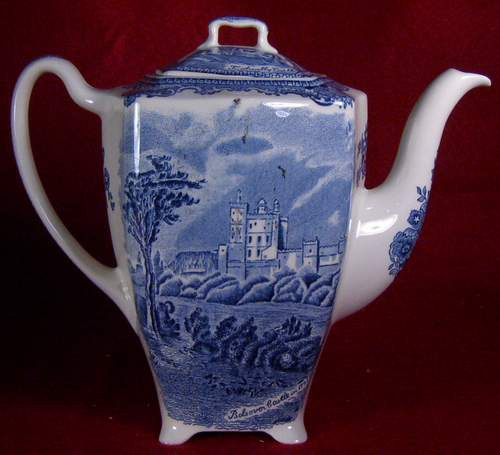 Johnson Brothers Old Britain Castles Blue Square Coffee Pot - New