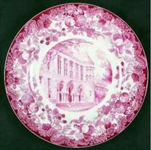 Wedgwood Harvard University Pink Dinner Plate - Mass and Dane Halls.