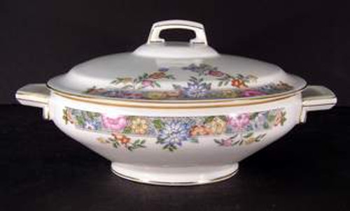 Hutschenreuther Vernon Covered Bowl - About New. Collectible replacement piece available at China Lane.