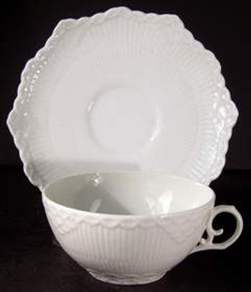 Royal Copenhagen - White~Half Lace - Cup and Saucer - N