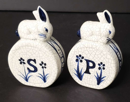 Potting Shed Dedham Rabbit Figural Salt & Pepper Set, 3 1/2"