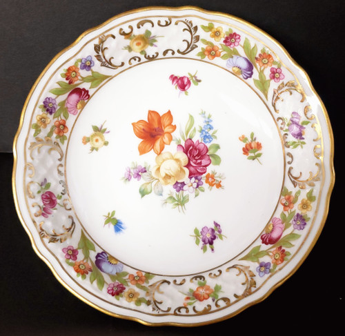 Schumann Empress Dresden Flowers Fruit/Dessert Bowl - Pointed Orange Flower. Retired collectible piece.