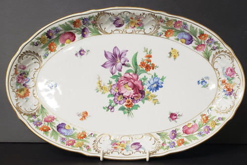 Schumann Empress Dresden Flowers 15" Oval Serving Platter - Pointed Purple Flower, 15"