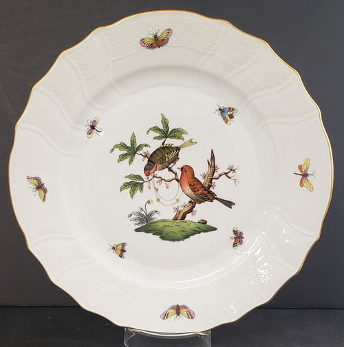 Rothschild Bird (RO) by Herend Dinner Plate, 10 1/4", features classic bird, butterflies & insect design.