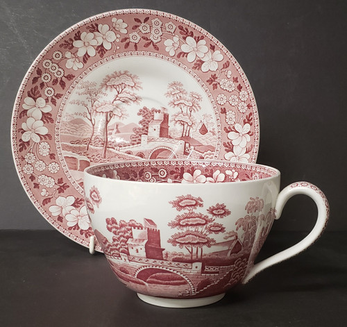 Spode Archive Collection Cranberry Jumbo Cup and Saucer Tower - collectible replacement piece by Spode.