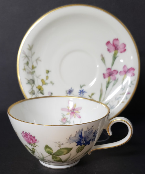 Franconia-Krautheim Meadow Flowers Flat Cup & Saucer Set Decor L, 2" x 3 1/2"