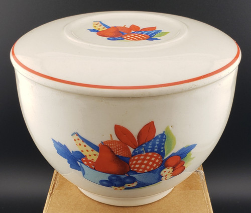 Universal China - Calico Fruit - Refrigerator Jar Small- With Lid - AN