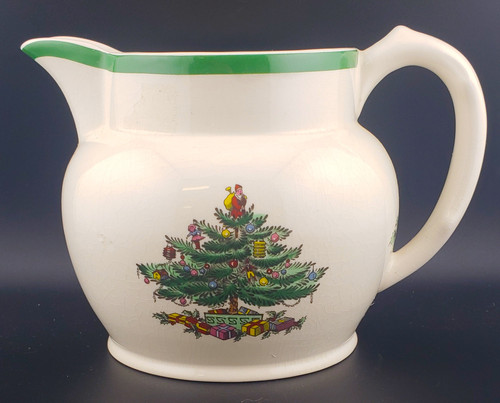 Spode China Christmas Tree Green Trim S3324 Pitcher - Moderate Crazing - collectible replacement piece by Spode.
