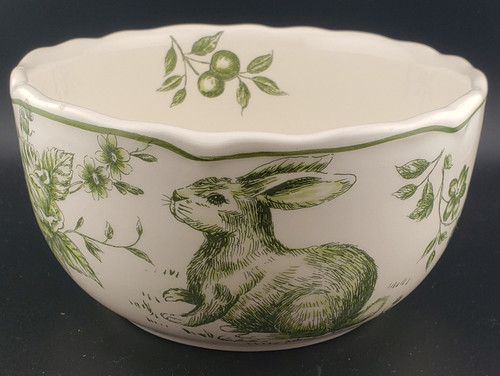 Maxcera - Green and White Toile - Soup/Cereal Bowl - N