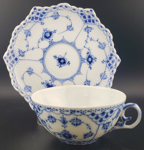 Royal Copenhagen - Blue Fluted ~ Full Lace - Cup and Saucer 1130 - N