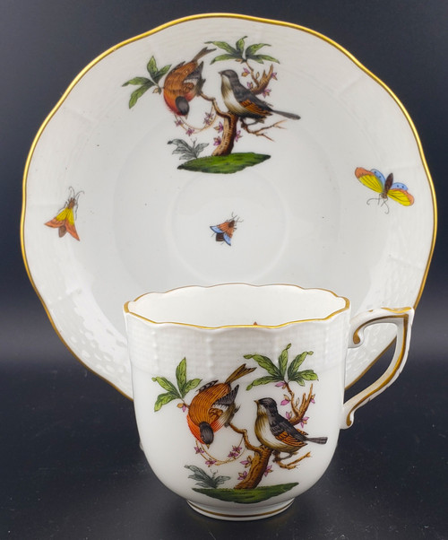 Herend - Rothschild Bird (RO) - Chocolate Cup and Saucer 707 Decor 12 - N