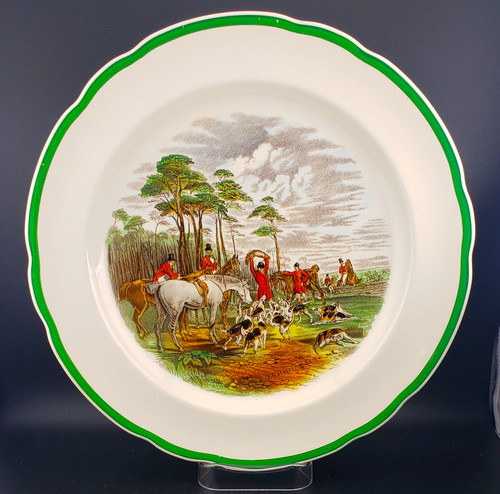 Spode - Herring Hunt (9265 Green Trim) - Dinner Plate - The Death - ANGPC