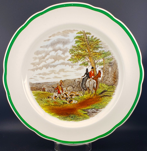 Spode - Herring Hunt (9265 Green Trim) - Dinner Plate - The Kill - ANGPC