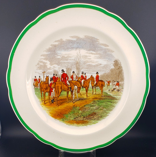 Spode - Herring Hunt (9265 Green Trim) - Dinner Plate - The Meet - AN