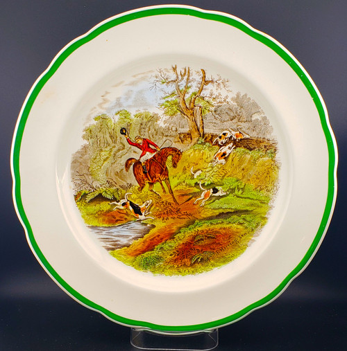 Spode - Herring Hunt (9265 Green Trim) - Dinner Plate - Drawing the Dingle - ANGPC