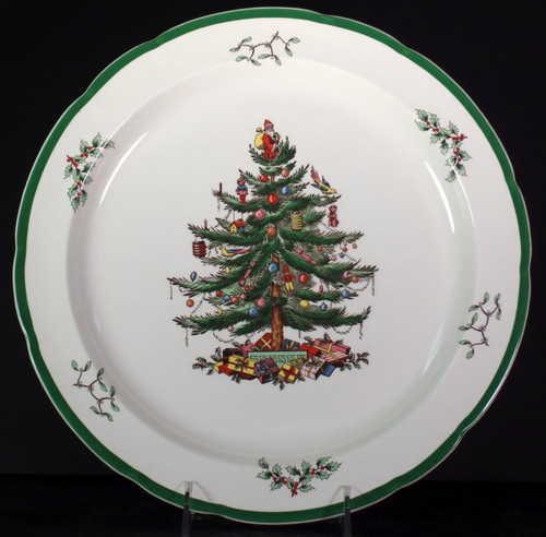 Spode - Christmas Tree (Green Trim) - Chop Plate - Scalloped - N