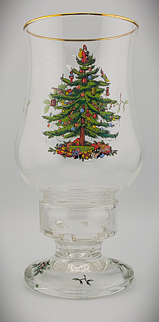 Spode - Christmas Tree (Green Trim) - Huricane Lamp - 2 Piece - N