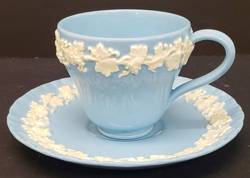 Wedgwood - Cream on Lavender (Shell Edge) - Demitasse Cup and Saucer - N