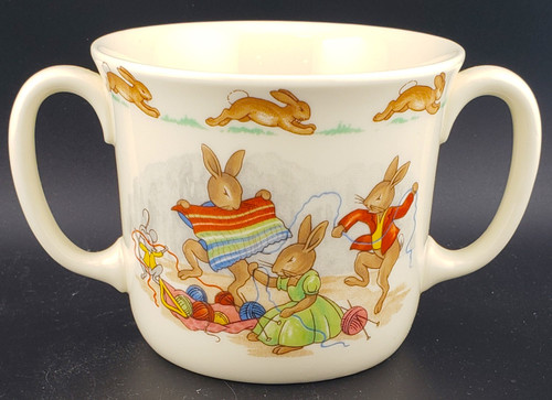 Royal Doulton - Bunnykins (Albion Shape) - Two Handle Hug a Mug - Knitting - N