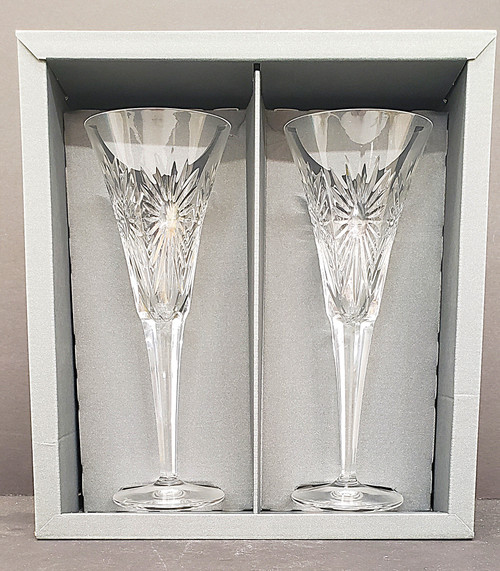 Waterford Crystal - Millennium - Peace Toasting Flutes - Pair - NiB