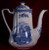Johnson Brothers Old Britain Castles Blue Coffee Pot - About New, 6 3/4" Scalloped with Impressed Backstamp