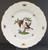 Herend Rothschild Bird (RO) Dinner Plate #1524, 10  1/4". Hand-painted porcelain with gold scrollwork and birds, design 12.