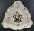 Herend Rothschild Bird (RO) 10" Triangular Bowl. Hand-painted porcelain with gold scrollwork and birds.