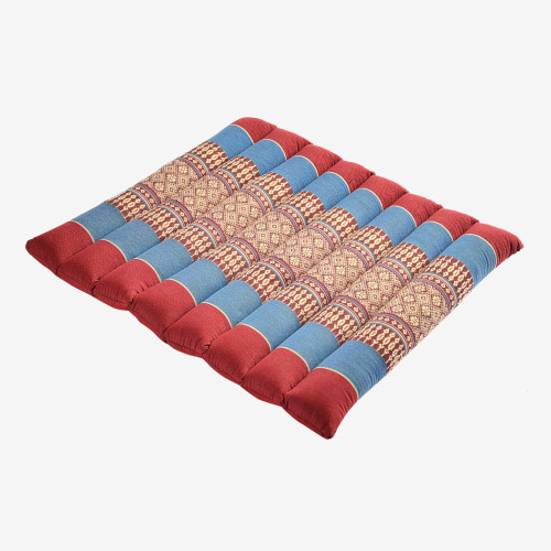 Zafuko® Large Rollable Yoga & Meditation Cushion - Burgundy/Blue (Flat)