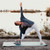 Trikonasana (Triangle Pose) with 4 in. Marbled Foam Yoga Block - Storm